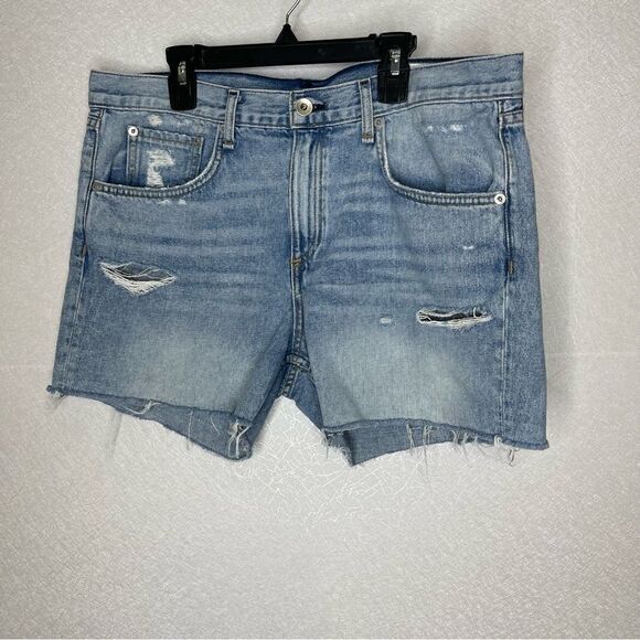 Rag & bone Distressed Boy Denim Shorts in Martini Raw Hem 27